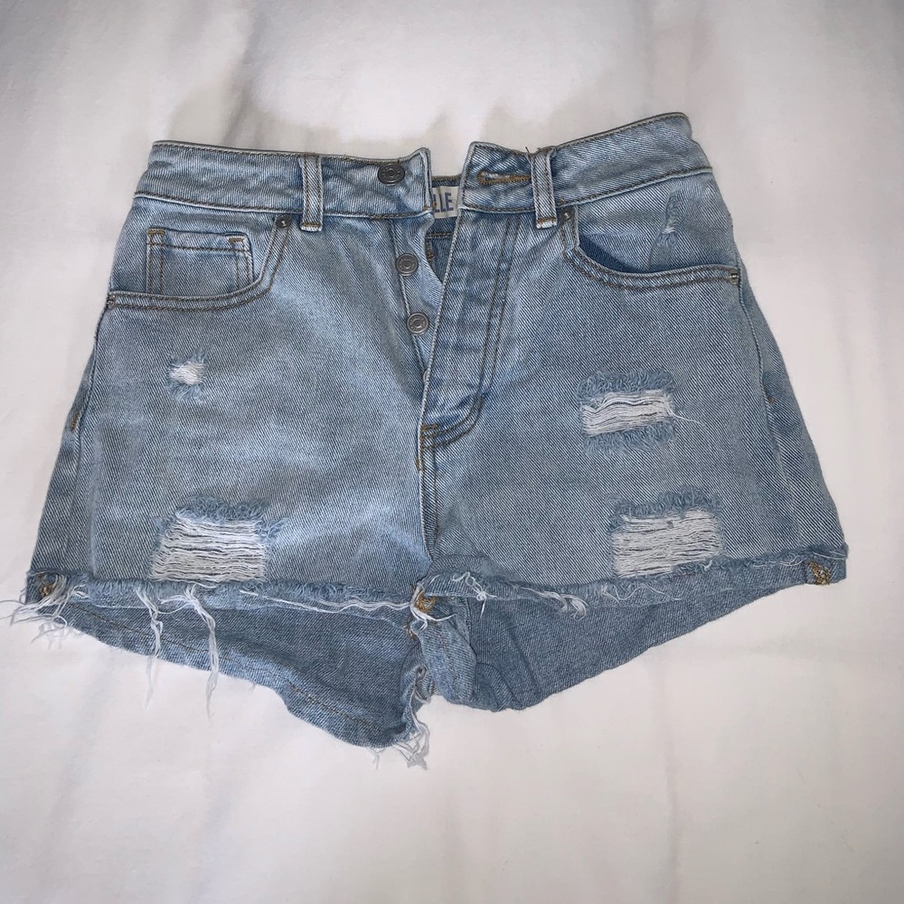 brandy melville distressed denim shorts